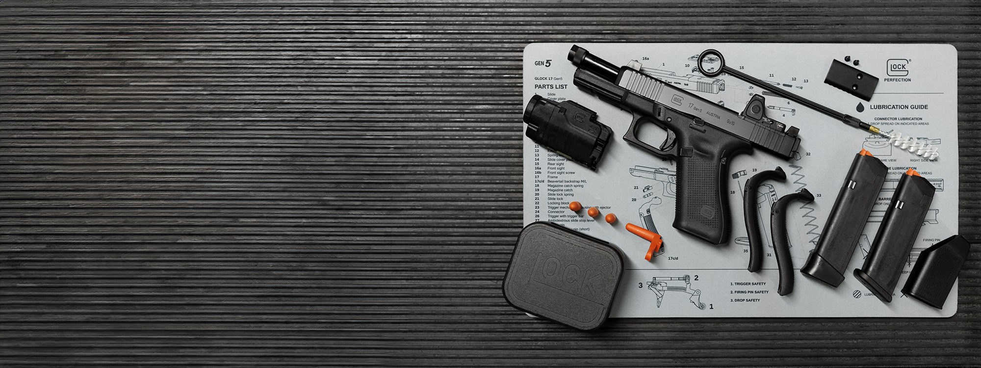 Glock 17 Gen5 MOS with factory magazines — available at Gunbaze