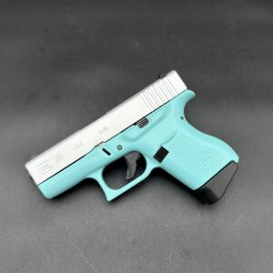 Glock 43 9mm pistol custom robins egg blue cerakote frame profile